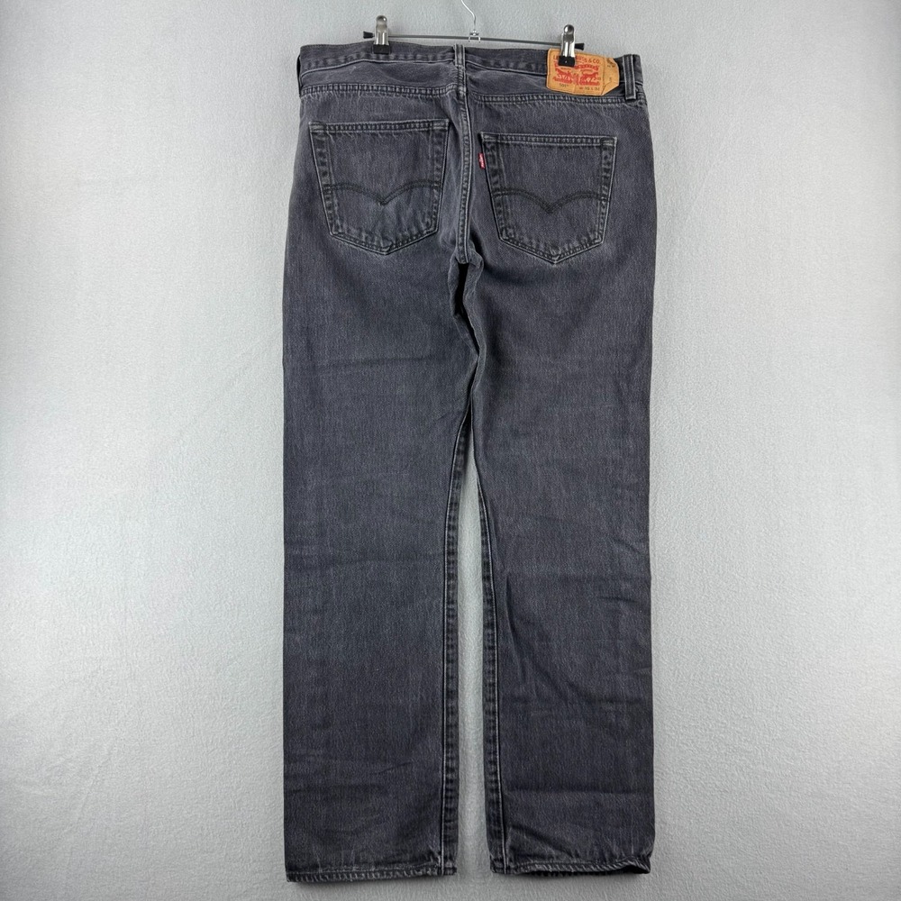 Levis Jeans Mens 36x34 (Fits 35x31) Faded Black 501 Straight Leg Button Fly